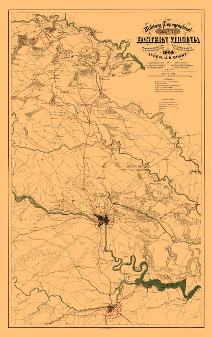 Historical Civil War Map - Virginia Eastern - Sholl 1864 - 23 x 36.48 - Vintage Wall Art