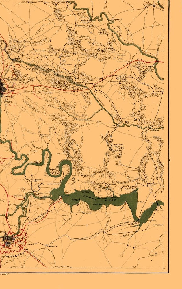 Historical Civil War Map - Virginia Eastern - Sholl 1864 - 23 x 36.48 - Vintage Wall Art