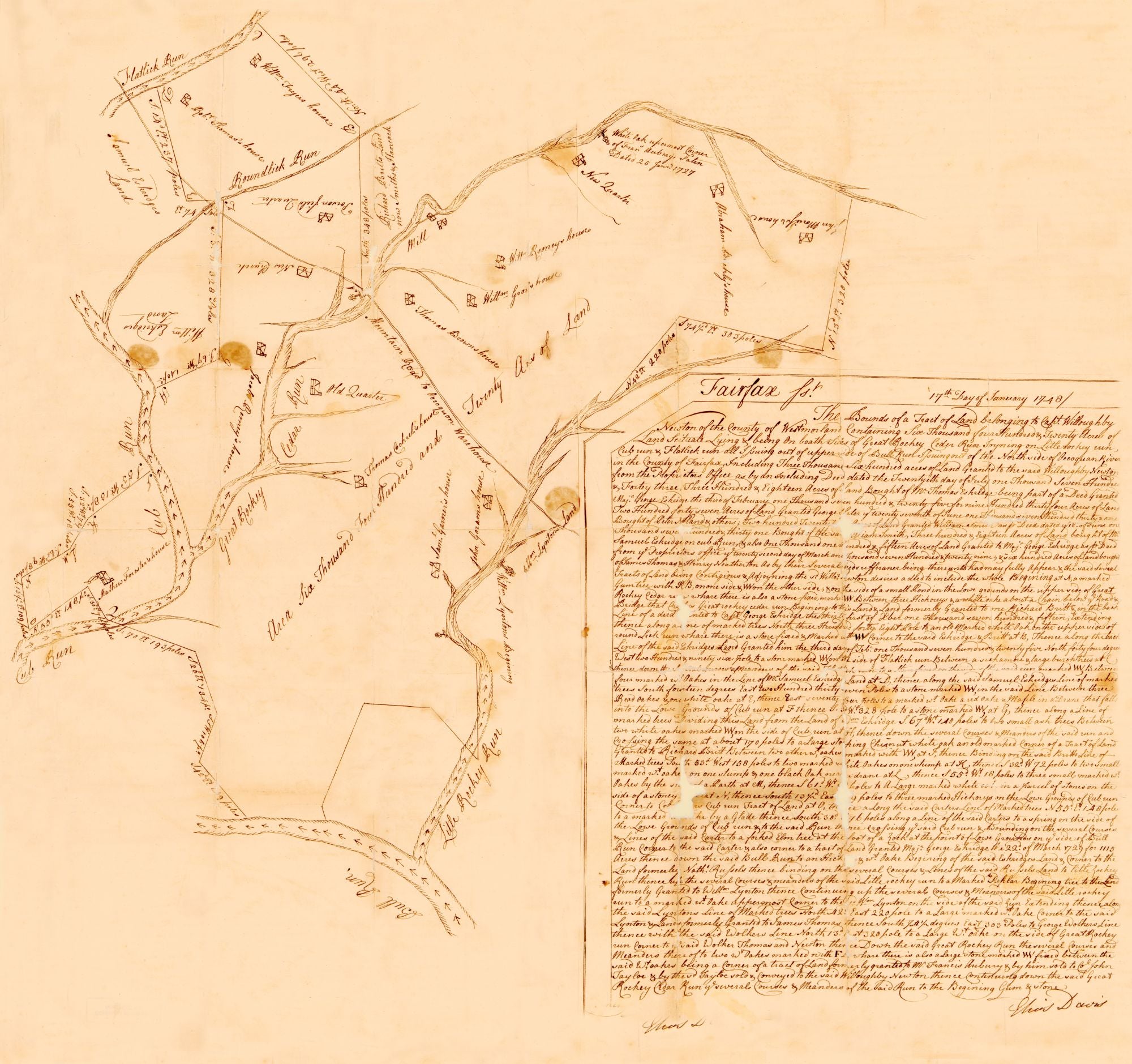 Historic County Map - Fairfax County Virginia - Davis 1748 - 24.49 x 2 ...