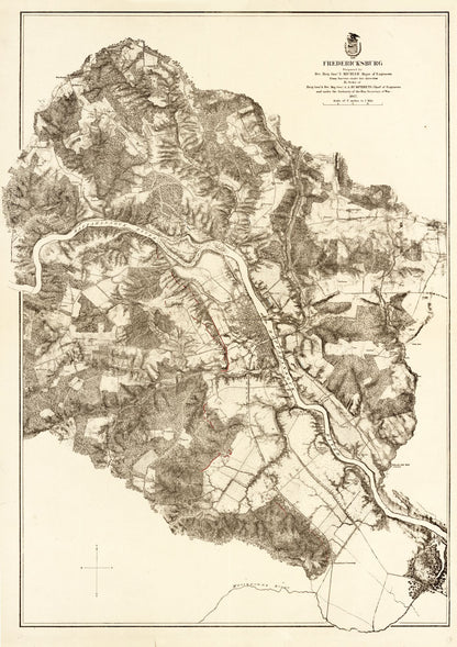 Historic City Map - Fredericksburg Virginia - Milcher 1867 - 23 x 32.57 - Vintage Wall Art