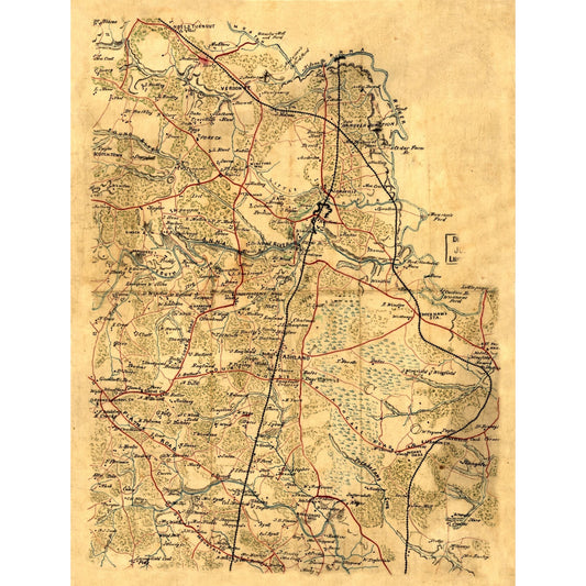 Historic County Map - Hanover County Virginia - 1860 - 23 x 30.29 - Vintage Wall Art