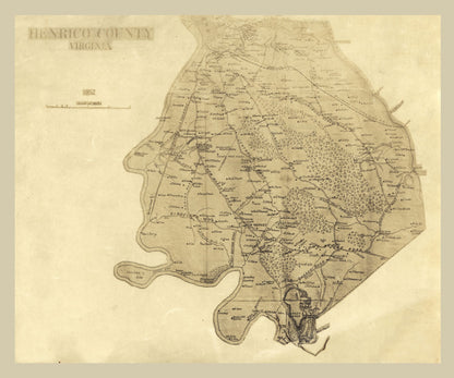 Historic County Map - Henrico County Virginia - 1862 - 27.59 x 23 - Vintage Wall Art