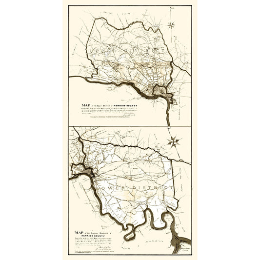 Historic County Map - Henrico County Virginia - Hancock 1887 - 23 x 44.37 - Vintage Wall Art