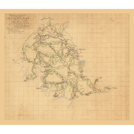 Historic County Map - King William County Virginia - Hotchkiss 1863 - 26.58 x 23 - Vintage Wall Art