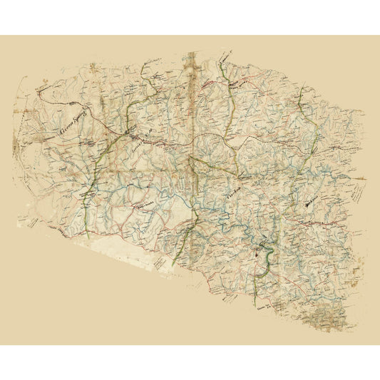 Historic County Map - Louisa County Virginia - 1860 - 28.18 x 23 - Vintage Wall Art