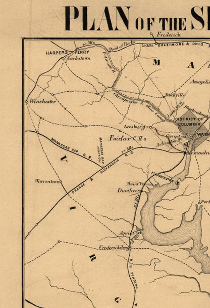 Historical Civil War Map - Virginia Theatre - Manduvier 1861 - 23 x 33.59 - Vintage Wall Art
