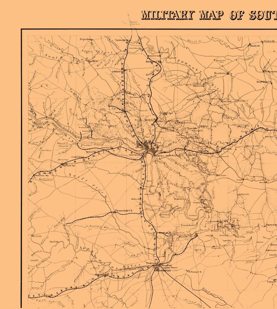 Historical Civil War Map - Virginia South Eastern Military - Krebs 1862 - 23 x 25.69 - Vintage Wall Art