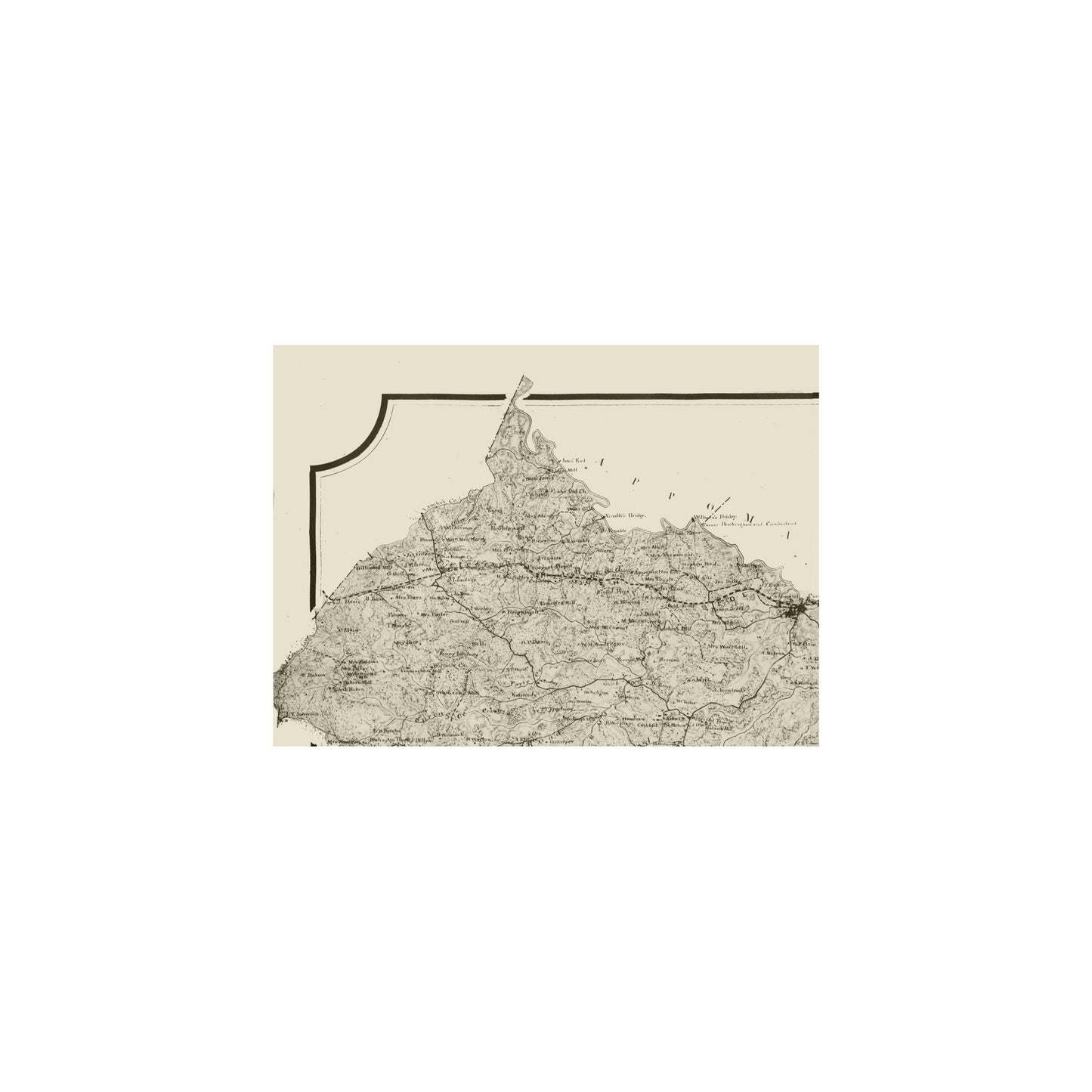 Historic County Map - Prince Edward County Virginia - Cassell 1864 - 31.29 x 23 - Vintage Wall Art