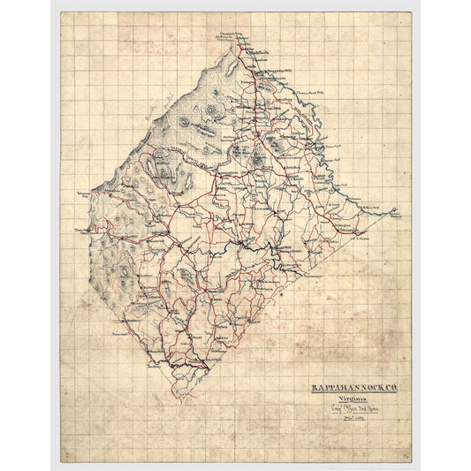 Historic County Map - Rappahannock County Virginia - Michie 1863 - 23 x 29.27 - Vintage Wall Art
