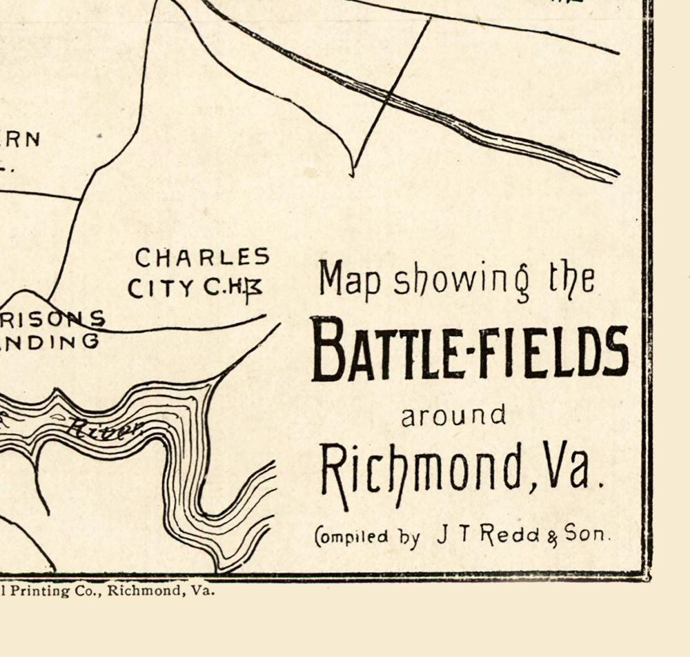 Historical Civil War Map - Richmond Virginia - Redd 1896 - 24.16 x 23 - Vintage Wall Art