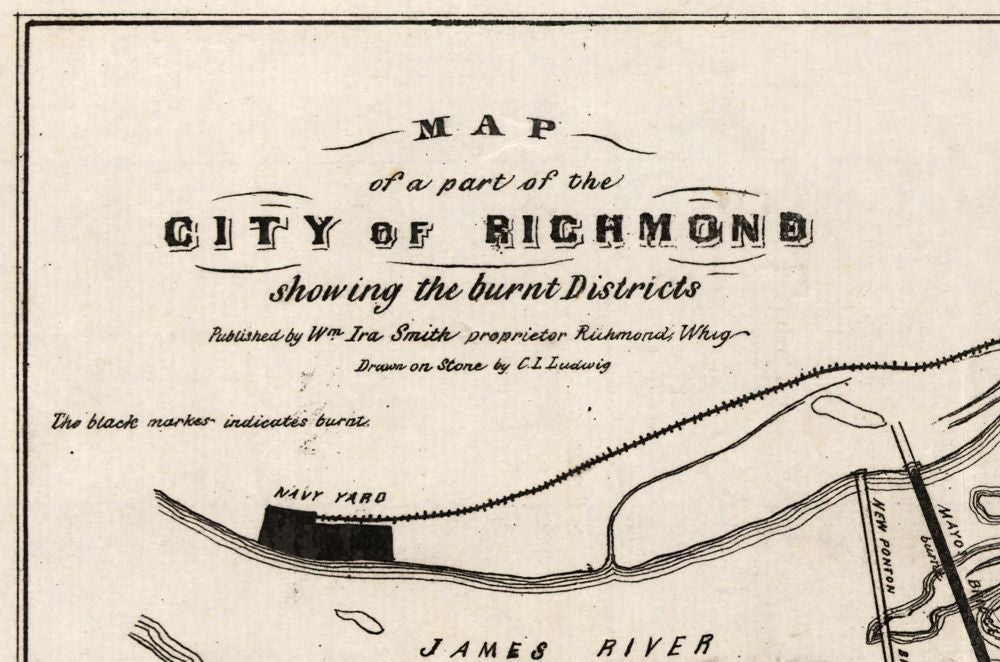 Historical Civil War Map - Richmond Virginia - Ludwig 1865 - 34.73 x 23 - Vintage Wall Art
