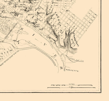 Historic City Map - Richmond Virginia - Adams 1864 - 24.94 x 23 - Vintage Wall Art