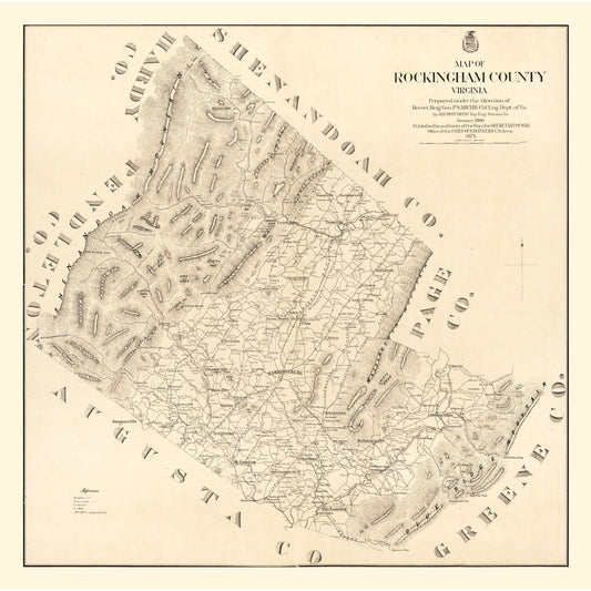 Historic County Map - Rockingham County Virginia - Hotchkiss 1875 - 23.14 x 23 - Vintage Wall Art