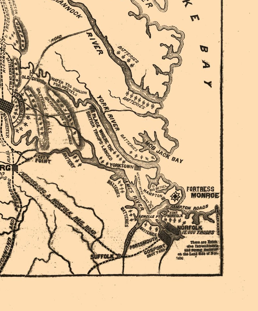 Historical Civil War Map - Virginia Theatre - 1861 - 23 x 27.72 - Vintage Wall Art