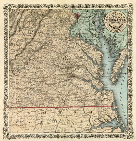 Historical Civil War Map - Virginia Theatre - Colton 1862 - 23 x 23.85 - Vintage Wall Art