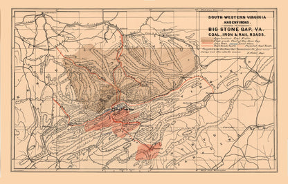 Historic State Map - Virginia South West - Nader 1892 - 35.80 x 23 - Vintage Wall Art