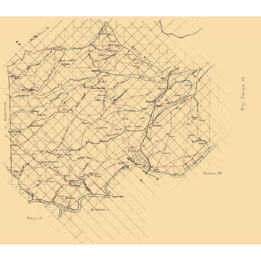 Historic County Map - Stafford County Virginia - 1860 - 26.32 x 23 - Vintage Wall Art
