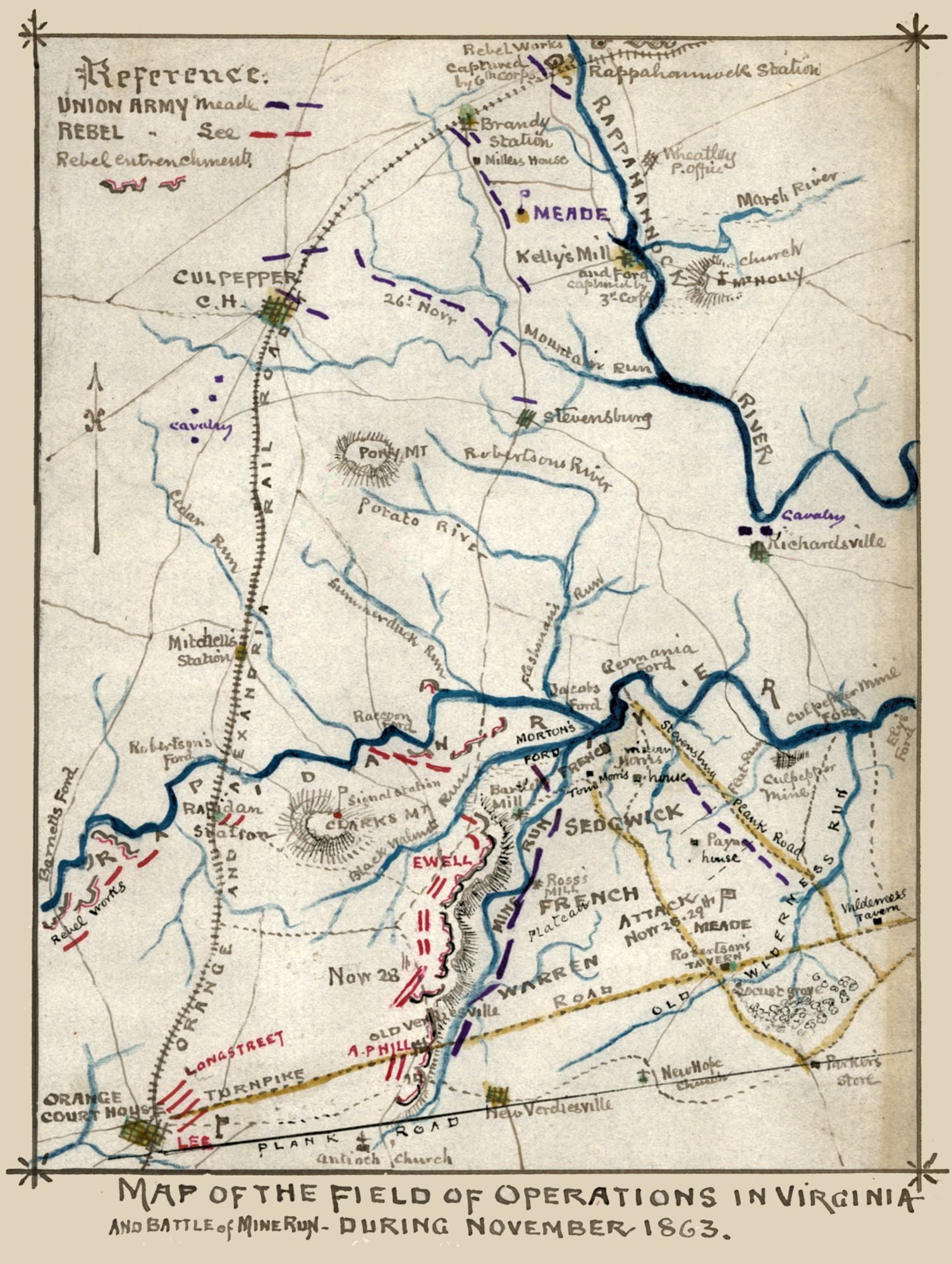 Historical Civil War Map - Virginia State Operations - Sneden 1863 - 2 ...