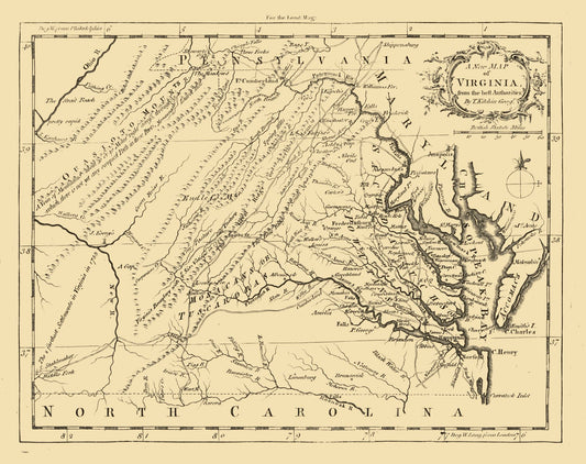 Historic State Map - Virginia - Kitchin 1761 - 29.07 x 23 - Vintage Wall Art