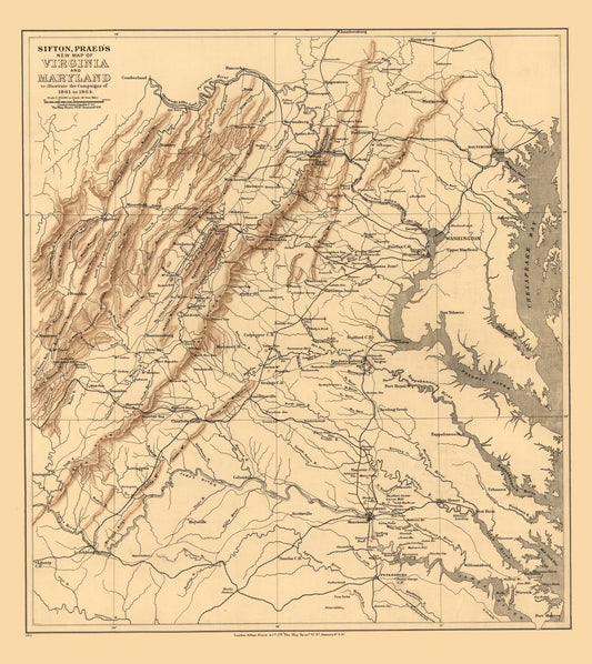 Historical Civil War Map - Virginia Maryland - Sifton 1912 - 23 x 25.79 - Vintage Wall Art