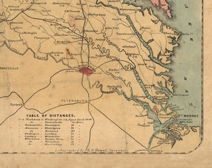 Historical Civil War Map - Virginia Maryland - Grant 1861 - 29.01 x 23 - Vintage Wall Art