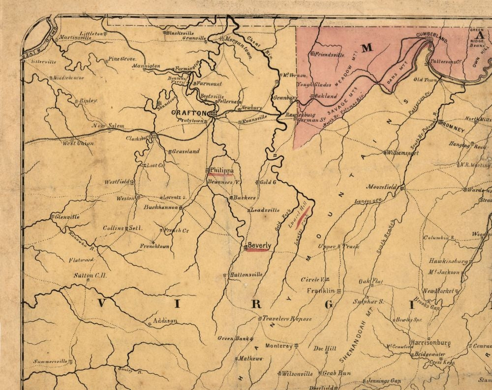 Historical Civil War Map - Virginia Maryland - Grant 1861 - 29.01 x 23 - Vintage Wall Art
