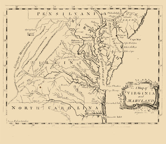 Historic State Map - Virginia Maryland - Gavin 1767 - 26.48 x 23 - Vintage Wall Art