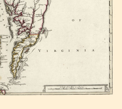 Historic State Map - Virginia Maryland - 1700 - 25.81 x 23 - Vintage Wall Art