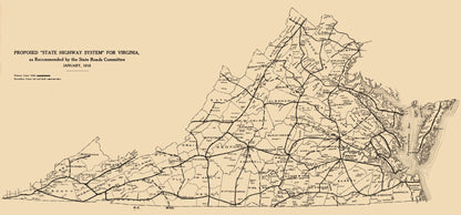 Historic State Map - Virginia - 1918 - 49.39 x 23 - Vintage Wall Art