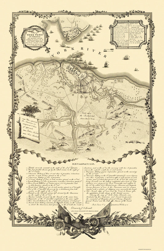 Historic City Map - Yorktown Virginia - Tanner 1825 - 23 x 35.19 - Vintage Wall Art