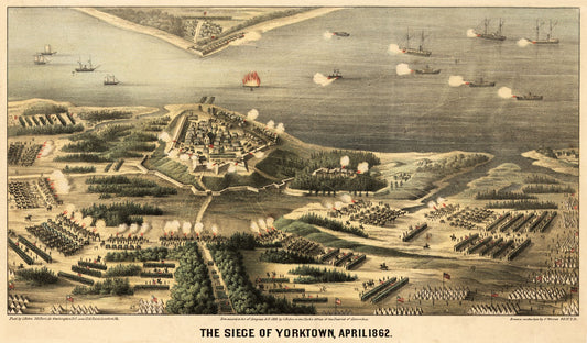 Historic Panoramic View - Yorktown Virginia - Worest 1862 - 39.28 x 23 - Vintage Wall Art