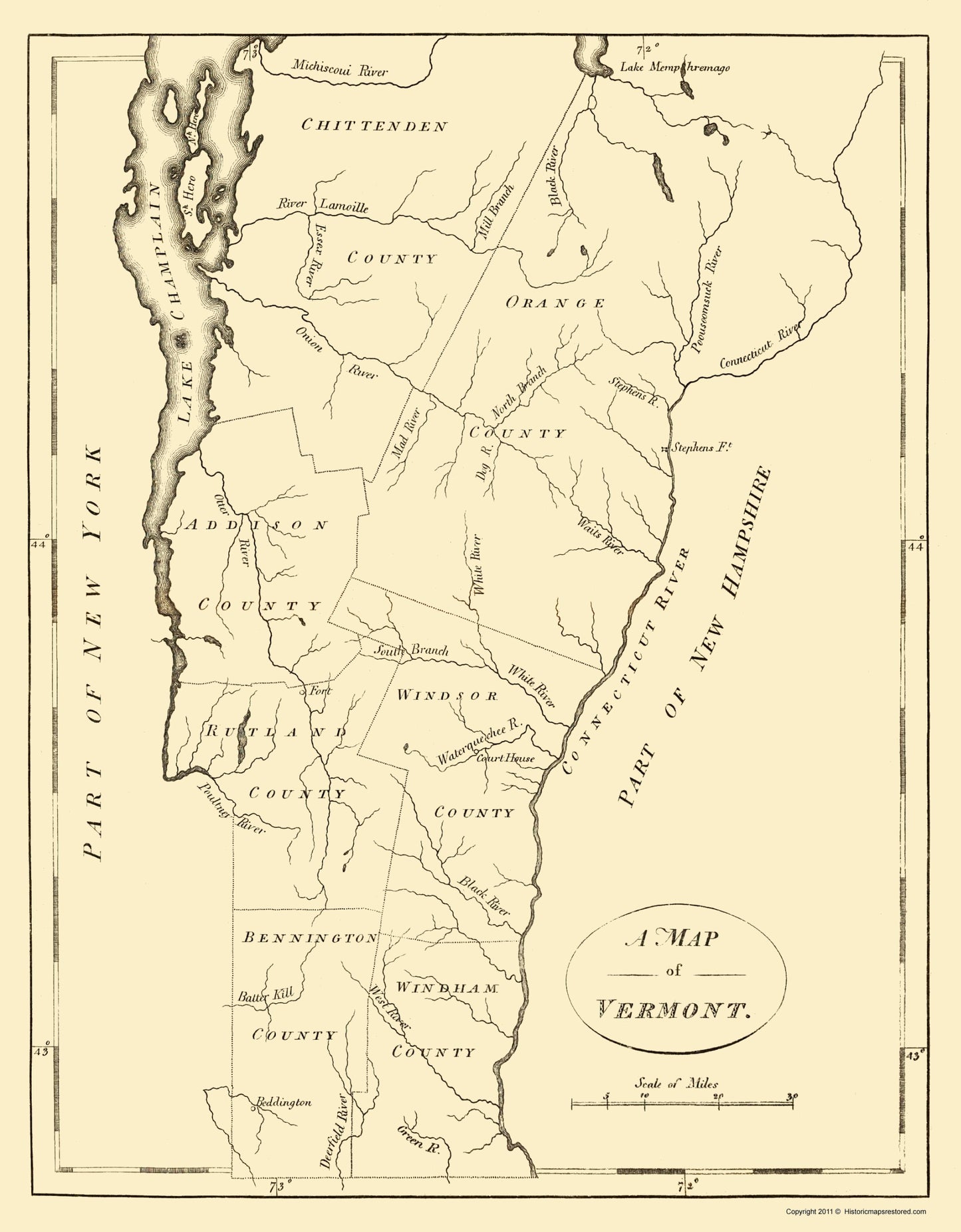 Historic State Map - Vermont - Stockdale 1794 - 23 x 29.49 - Vintage Wall Art