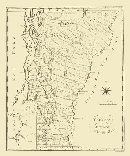 Historic State Map - Vermont - Reid 1796 - 23 x 27.65 - Vintage Wall Art