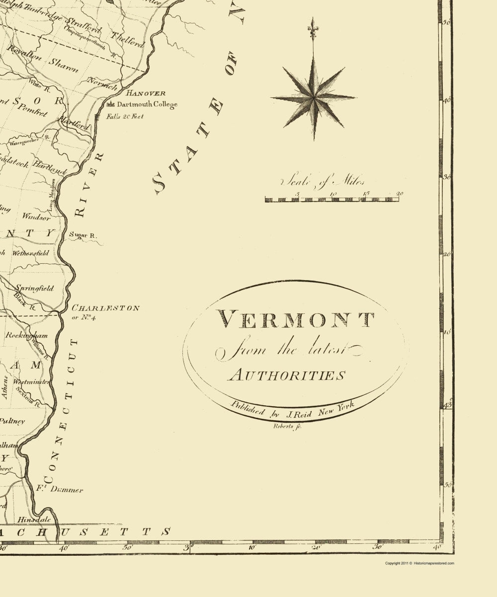 Historic State Map - Vermont - Reid 1796 - 23 x 27.65 - Vintage Wall Art