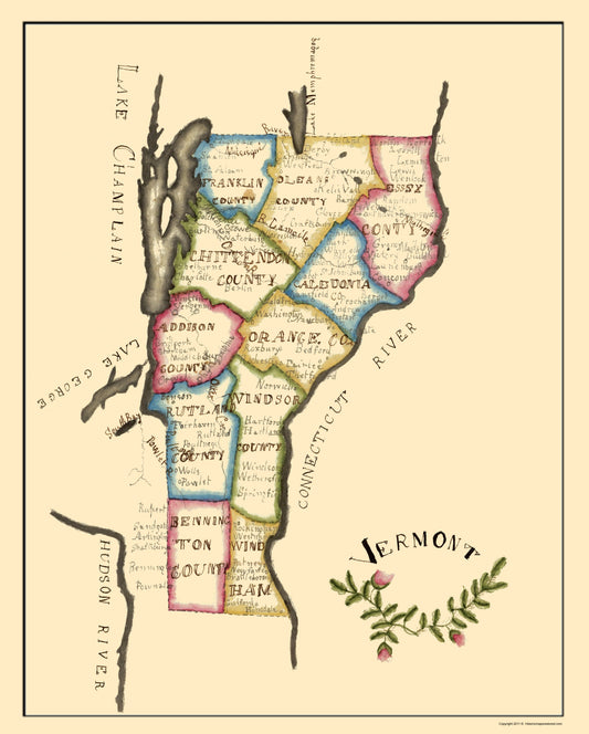 Historic State Map - Vermont - Henshaw 1823 - 23 x 28.67 - Vintage Wall Art