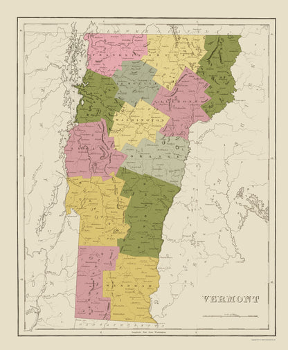 Historic State Map - Vermont - Bradford 1838 - 23 x 27.99 - Vintage Wall Art