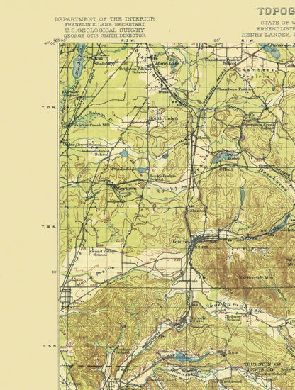 Topographical Map - Chehalis Washington Quad - USGS 1916 - 23 x 30.43 - Vintage Wall Art