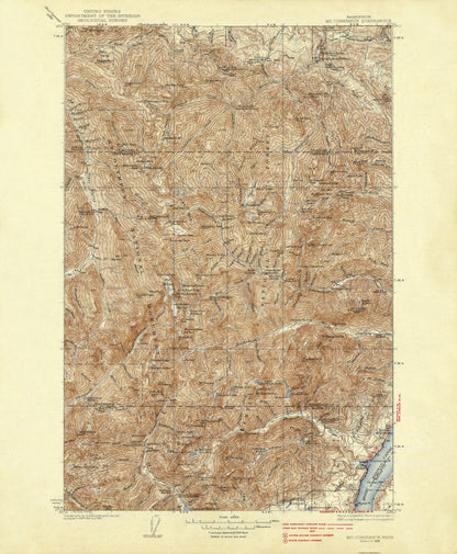 Topographical Map - Mt Constance Washington Quad - USGS 1938 - 23 x 27.88 - Vintage Wall Art