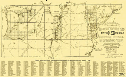 Historic State Map - Colville Indian Reservation Northern Counties - Hunt 1900 - 23 x 37 - Vintage Wall Art