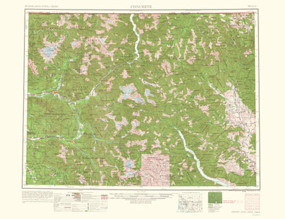 Topographical Map - Concrete Washington Quad - USGS 1962 - 23 x 30.04 - Vintage Wall Art