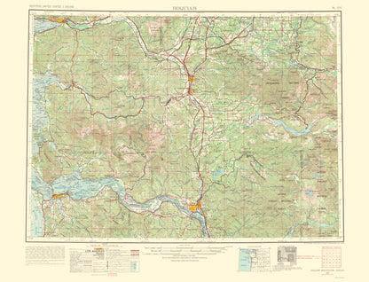 Topographical Map - Hoquiam Washington Oregon Quad - USGS 1969 - 23 x 30.09 - Vintage Wall Art