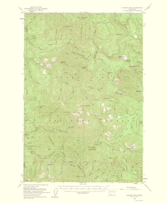 Topographical Map - Lookout Mountain Washington Quad - USGS 1963 - 23 x 27.95 - Vintage Wall Art