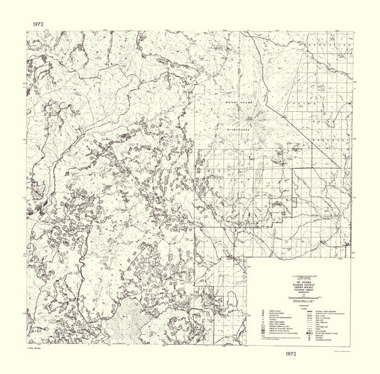 Topographical Map - Mt Adams Washington - USDA 1972 - 23 x 23.36 - Vintage Wall Art