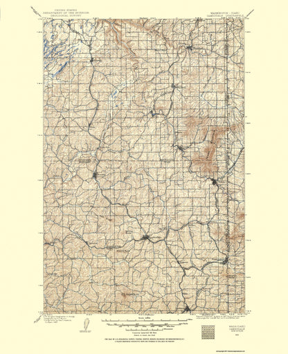 Topographical Map - Oakesdale Washington Idaho Quad - USGS 1903 - 23 x 28.25 - Vintage Wall Art