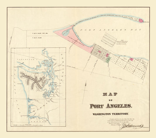 Historic City Map - Port Angeles Washington - Edmunds 1864 - 25.94 x 23 - Vintage Wall Art