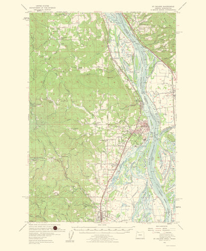 Topographical Map - St Helens Oregon Washington Quad - USGS 1954 - 23 x 27.99 - Vintage Wall Art