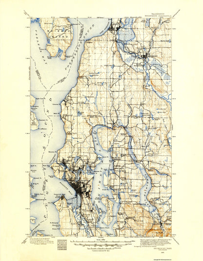 Topographical Map - Snohomish Washington Quad - USGS 1895 - 23 x 29.52 - Vintage Wall Art