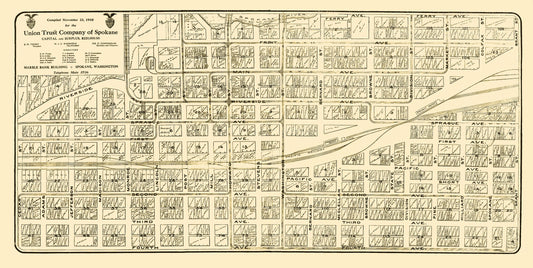 Historic City Map - Spokane Washington - Davis 1908 - 23 x 45.69 - Vintage Wall Art