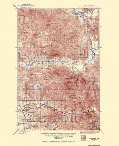 Topographical Map - Stillaguamish Washington Quad - USGS 1899 - 23 x 28.29 - Vintage Wall Art