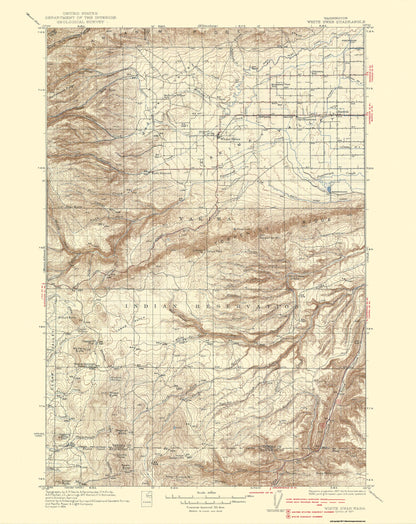 Topographical Map - White Swan Washington Quad - USGS 1937 - 23 x 29 - Vintage Wall Art